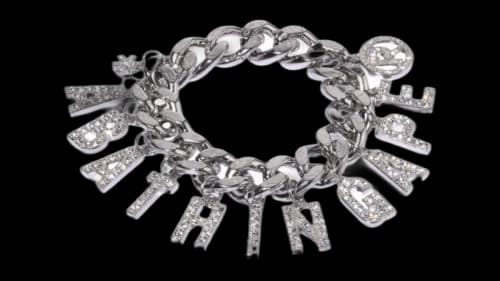 BAPE Line Camo Debossed A Bathing Ape Chain Bracelet Silver
