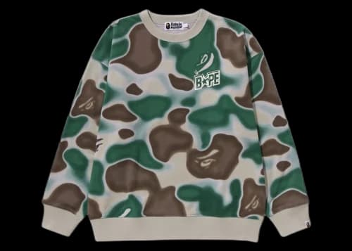 BAPE Liquid Camo Bape Sta Relaxed Fit Crewneck Olivedrab