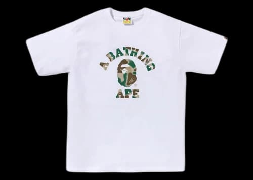 BAPE Liquid Camo College Tee White/Olivedrab