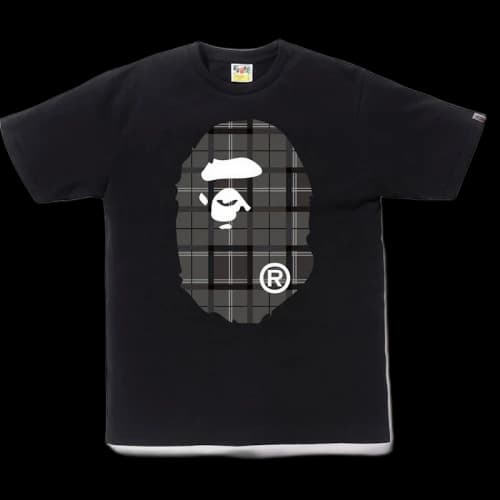 BAPE Logo Check Big Ape Head Tee Black/Black