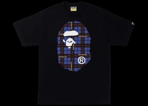 BAPE Logo Check Big Ape Head Tee Black/Blue