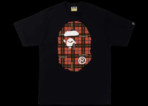 BAPE Logo Check Big Ape Head Tee Black/Red