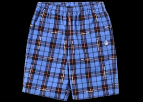 BAPE Logo Check Shorts Blue