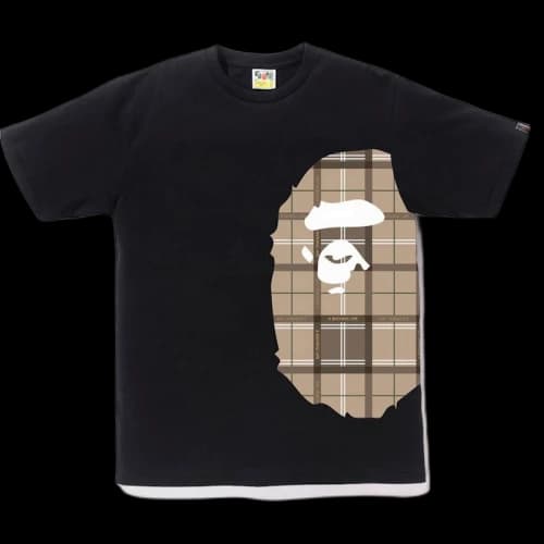BAPE Logo Check Side Big Ape Head Tee Black/Beige