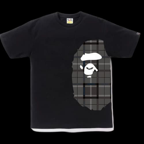 BAPE Logo Check Side Big Ape Head Tee Black/Black