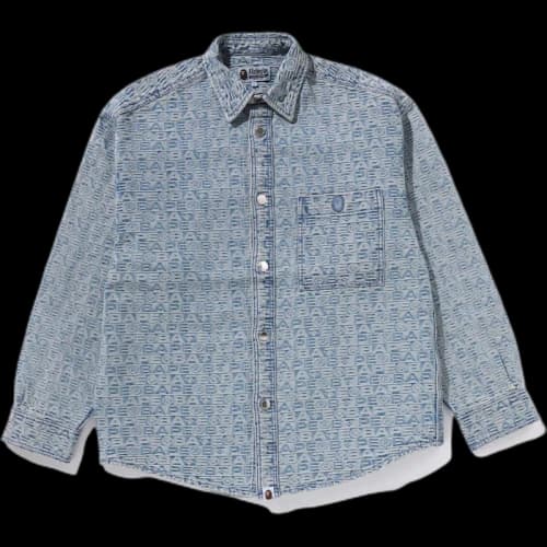 BAPE Lux Sport Pattern Jacquard 10oz Denim Shirt Light Indigo