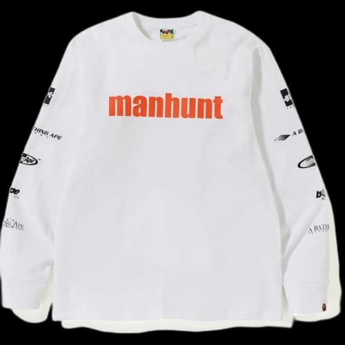 BAPE Manhunt LS Tee White