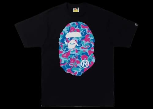 BAPE Marble Camo Big Ape Head Tee Black