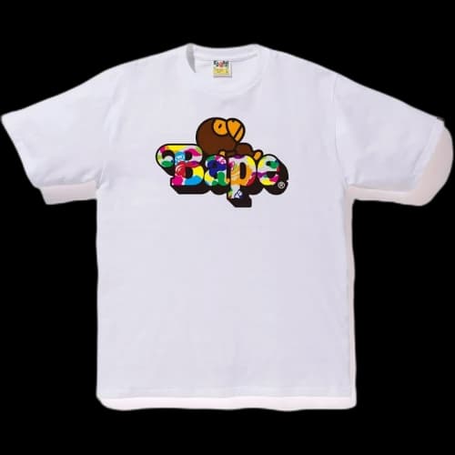 BAPE Milo ABC Multi Milo On Bape Tee White