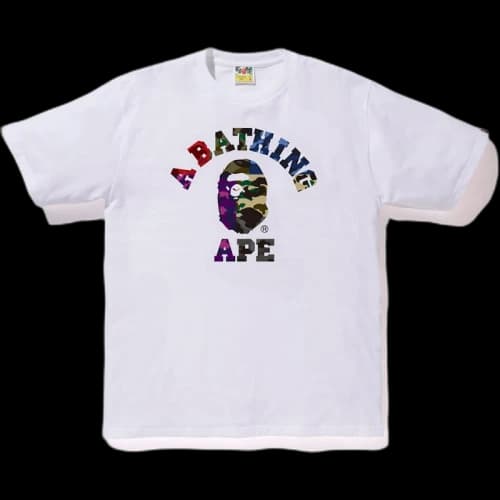 BAPE Mix Camo College Tee White