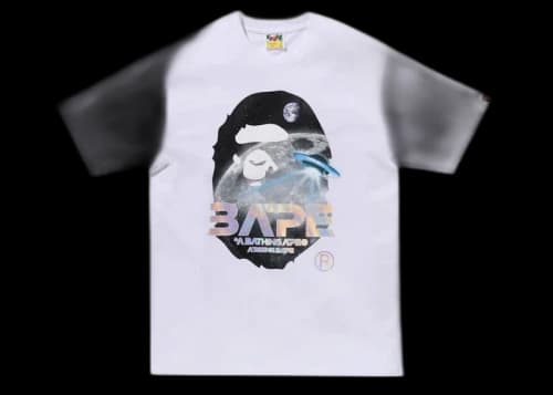 BAPE Moon Photo Ape Head Tee White