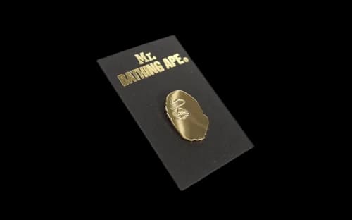 BAPE Mr. Bathing Ape Gold Apehead Lapel Pin Gold