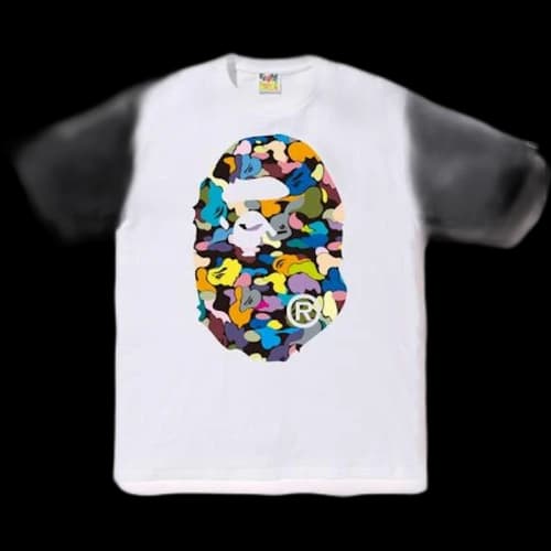BAPE Multi Camo Big Ape Head Tee White/Black