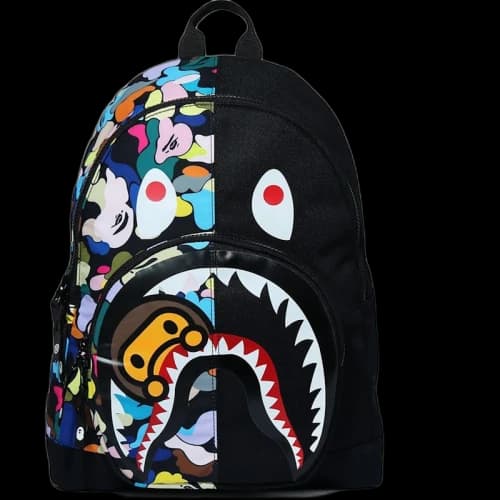 BAPE Multi Camo Milo Shark Day Pack Black