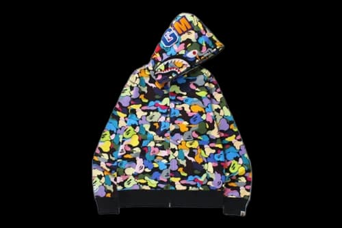 BAPE Multi Camo Shark Full Zip Hoodie Black