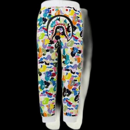 BAPE Multi Camo Shark Slim Sweatpant White