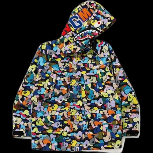 BAPE Multi Camo Shark Snowboard Jacket Black