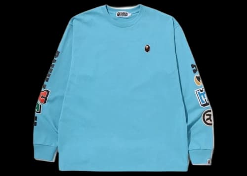BAPE Multi Fonts Relaxed Fit Heavyweight L/S Tee Sax
