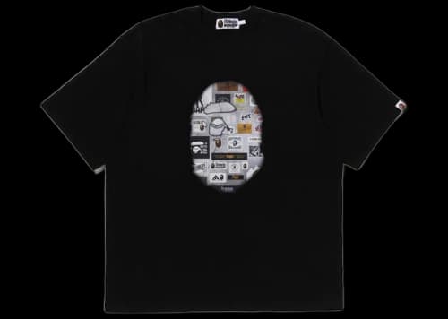 BAPE Multi Logo Big Ape Head Relaxed Fit Tee Black