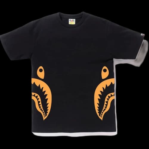 BAPE Neon Bicolor Side Shark Tee Black/Orange