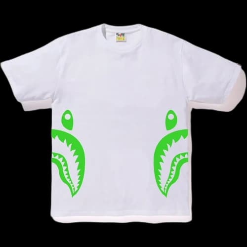 BAPE Neon Bicolor Side Shark Tee White/Green