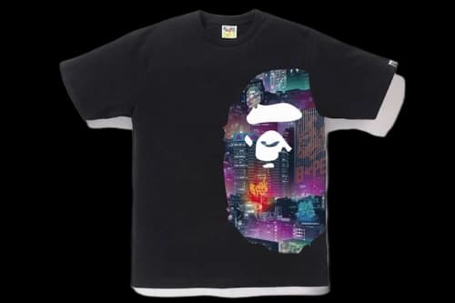 BAPE Neon Tokyo Side Big Ape Head Tee Black