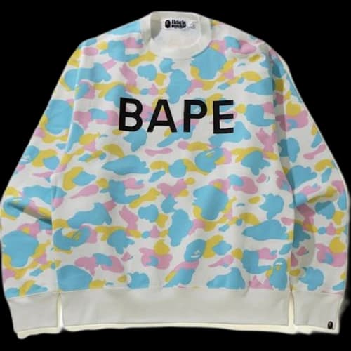 BAPE New Multi Camo Bape Relaxed Crewneck White