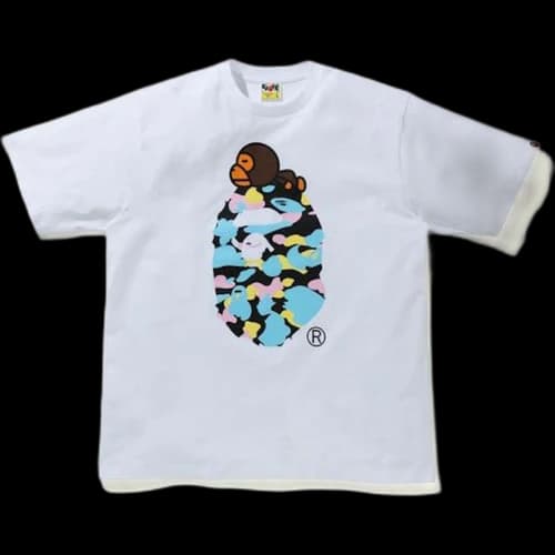 BAPE New Multi Camo Milo On Ape Relaxed Tee White