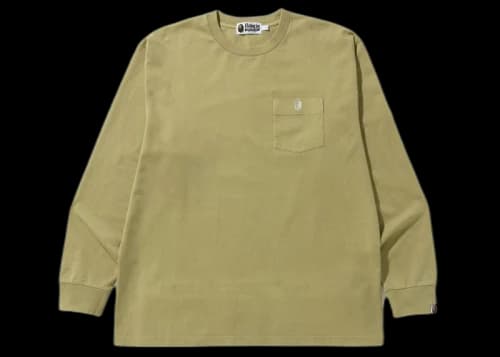 BAPE Overdye One Point Pocket Relaxed Fit L/S Tee Beige