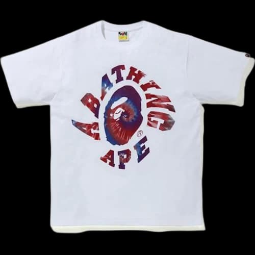 BAPE Pigment Tie Dye Twist College T-Shirt White/Red