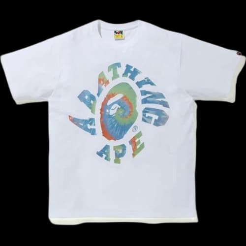 BAPE Pigment Tie Dye Twist College T-Shirt White/Sax