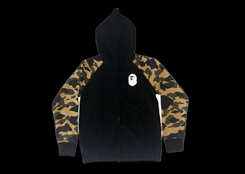 BAPE Premium Happy New Year 1st Camo Sleeves Full Zip Hoodie (SS20) Black/Yellow