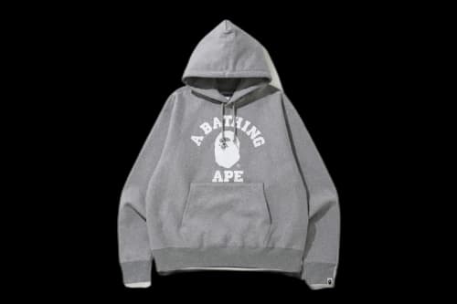 BAPE Relaxed Classic College Pullover Hoodie Grey