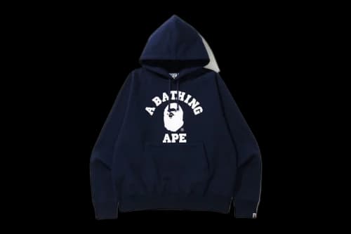BAPE Relaxed Classic College Pullover Hoodie Navy
