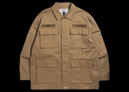 BAPE Relaxed Fit Military Shirt Beige