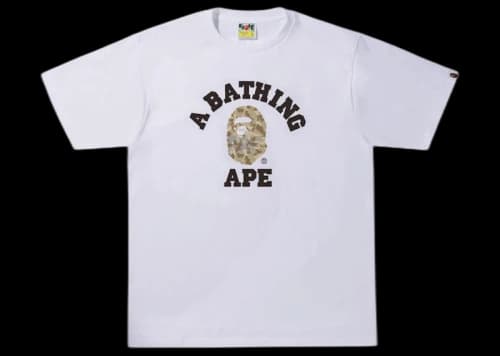 BAPE Sand Camo College Tee White/Beige