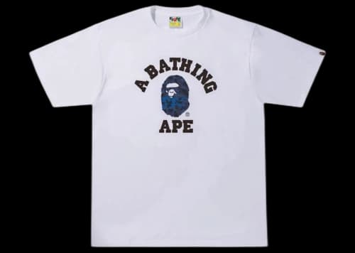 BAPE Sand Camo College Tee White/Navy