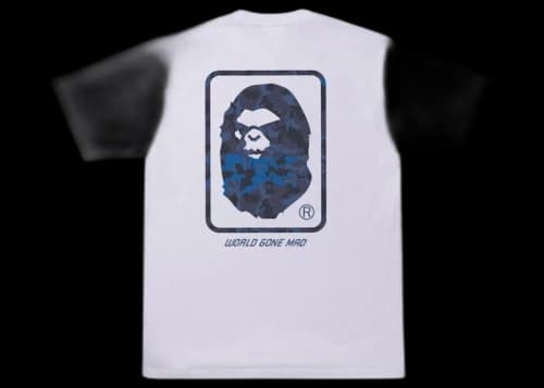 BAPE Sand Camo Mad Face Tee White/Navy