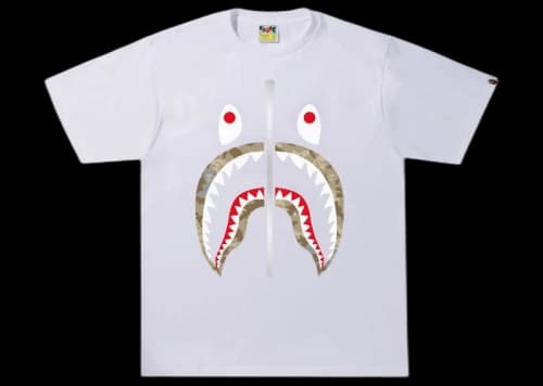 BAPE Sand Camo Shark Tee White/Beige