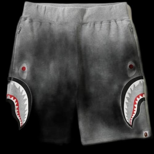 BAPE Side Shark Double Knit Sweat Shorts Gray