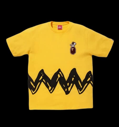 BAPE X Peanuts Snoopy On Apehead Charie Brown Tee Yellow/Black