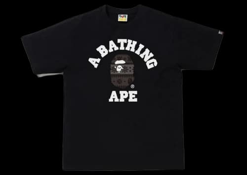 BAPE Snow Pattern College Tee Black/Black