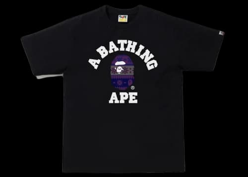 BAPE Snow Pattern College Tee Black/Purple