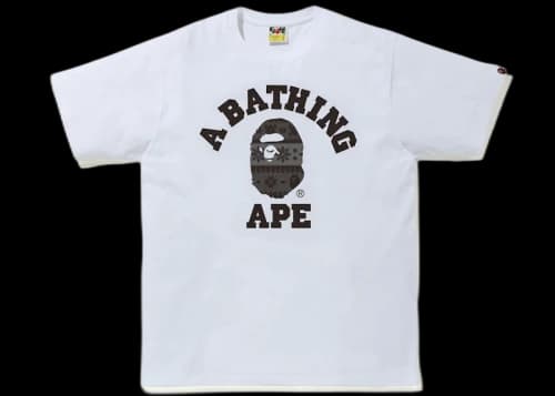 BAPE Snow Pattern College Tee White/Black