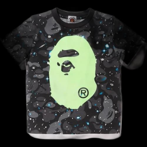 BAPE Space Camo Giow in the Dark Ape Head Tee Tee (Kids) Black