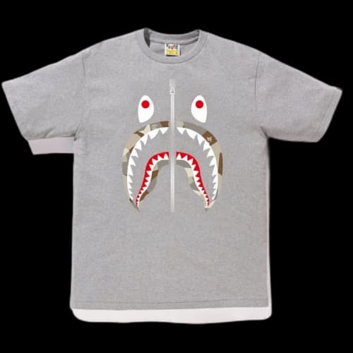 BAPE Splinter Camo Shark Tee Grey/Beige