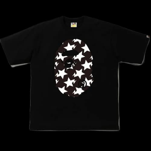 BAPE STA Pattern Big Ape Head Relaxed Tee Black/Black