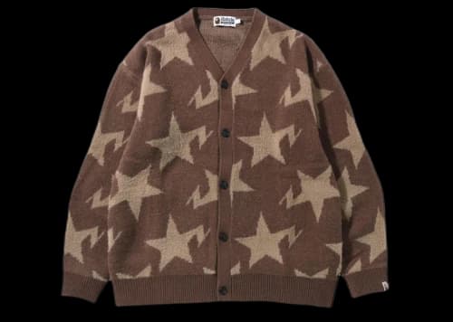 BAPE Sta Pattern Relaxed Fit Knit Cardigan Beige