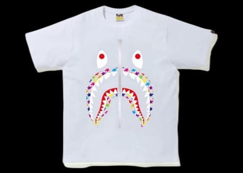 BAPE Sta Pattern Shark Tee White
