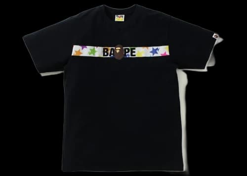 BAPE Sta Pattern Tape Ape Head Tee Black